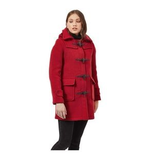 Montgomery Coat Made In London Red Wool Toggle Button Coat